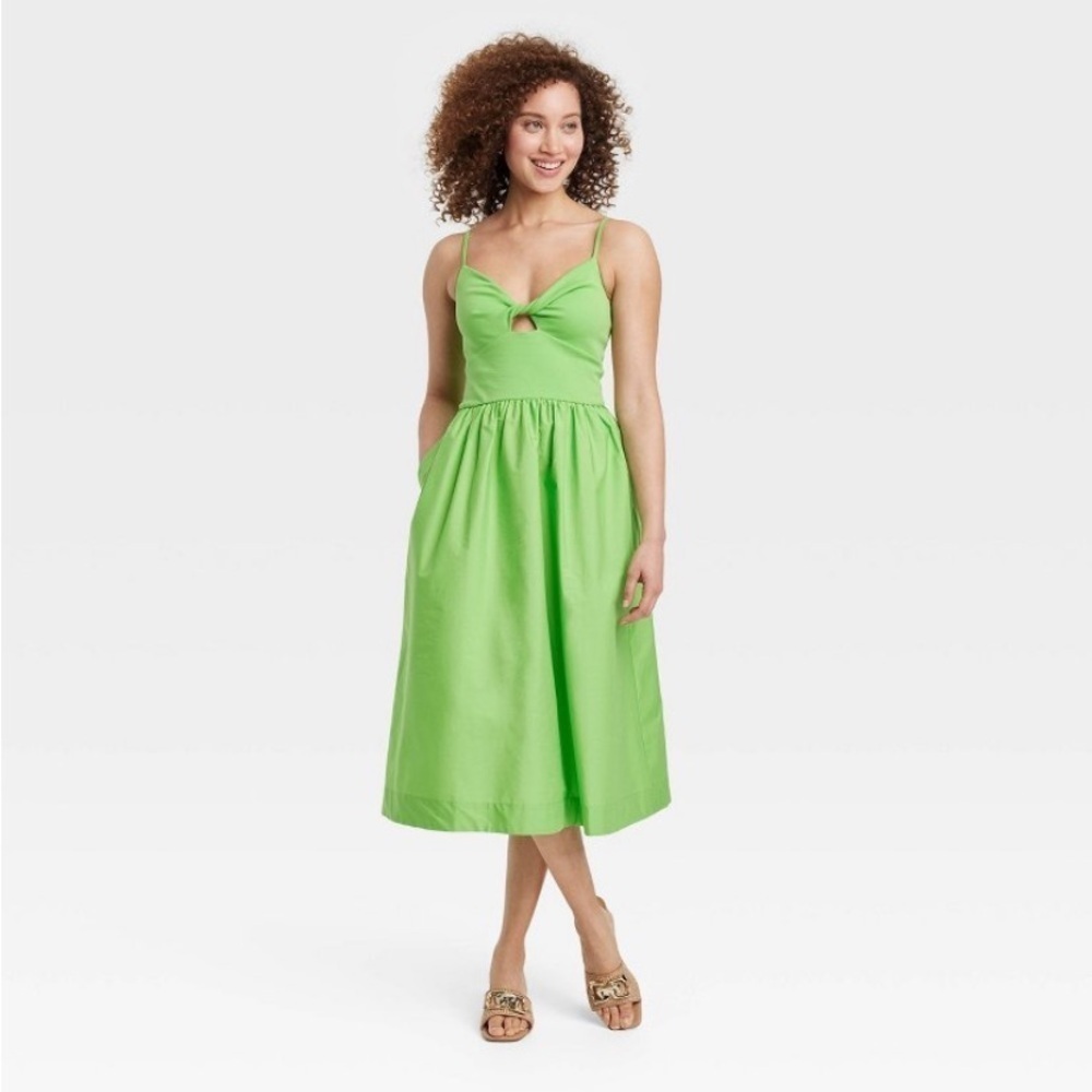 Women's Knit Ballet Midi Sundress - A New Day™ Green S new - Picture 1 of 5